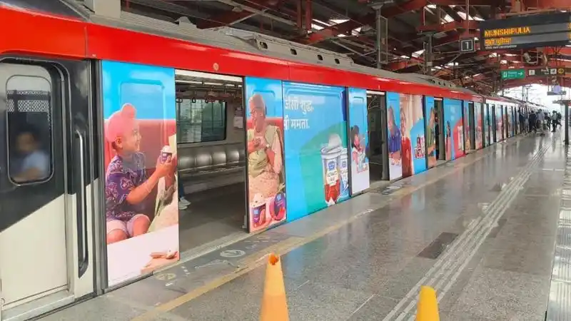 Image from Indiantelevision.com: Milking the Commute Mother Dairy wraps Lucknow metro in fresh branding...