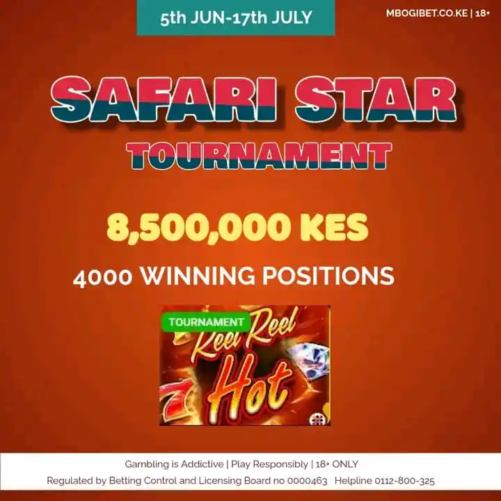 Image from MBOGIBET: Mkuu! Have you joined SAFARI STAR TOURNAMENT? Play listed games toda...