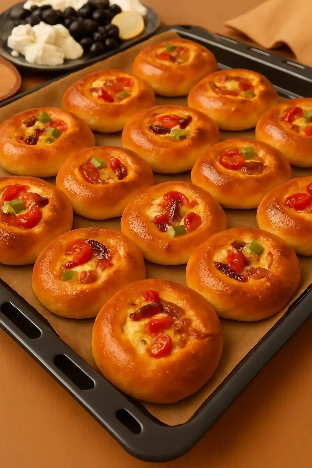 Image from تعلم فن الطبخ : ميني بيتزا (صغيرة الحجم) المكونات: • 2 كوب دقيق • 1 معلقة صغيرة خميرة...
