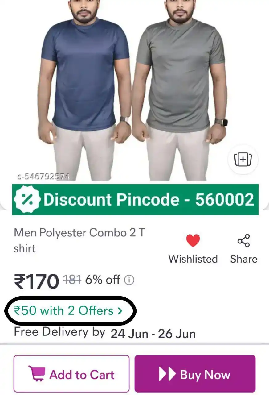Image from Shopping Area ✨: Pack Of 2 Men,s T-shirt ₹50 https://bittli.in/D4ZPV...