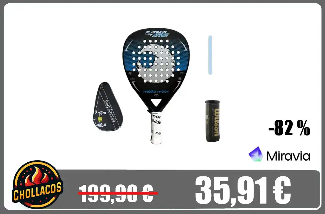 Image from Chollacos: 🔥 *PALA DE PÁDEL MOON + ACCESORIOS* # 🔥 Middle moon platinum atta...
