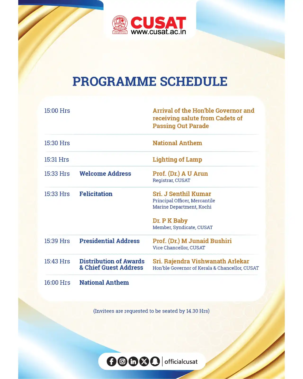 Image from Cochin University of Science and Technology: Passing out Parade- June 22 @ 3pm- Seminar Complex, CUSAT <a class="te...