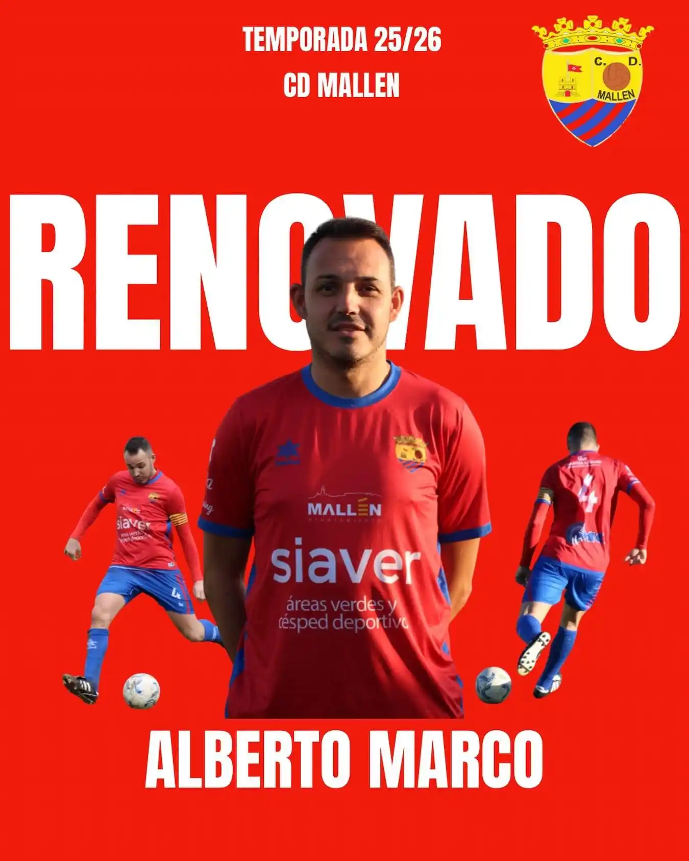 Image from CD Mallén : ⚽️RENOVACIÓN⚽️ Nuestro capitán, Alberto Marco “Jarabo”, seguirá un añ...