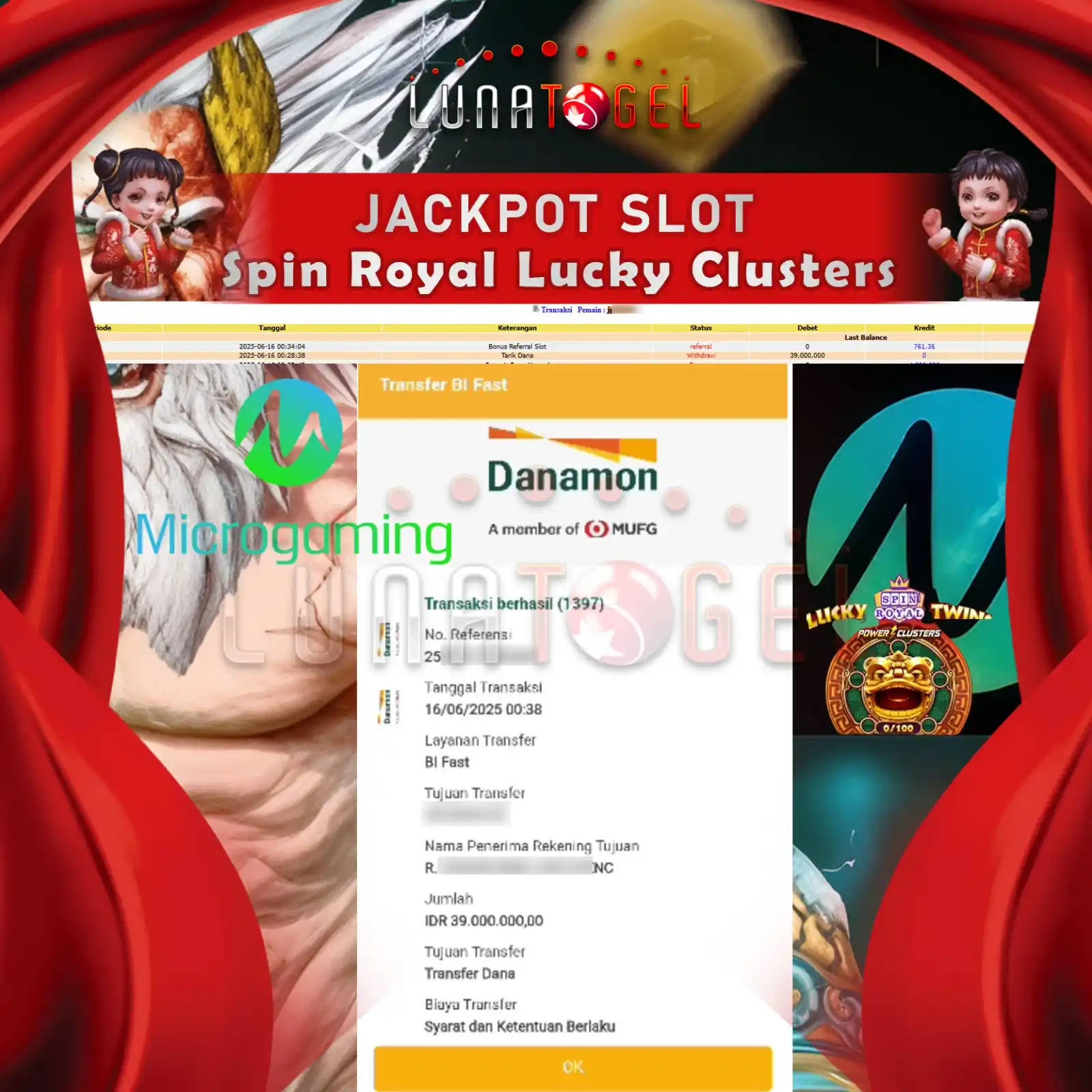 Image from LUNACNL: Selamat Kepada User Id : jpfoxxxxx JP Paus di Permainan Spin Royal Luc...