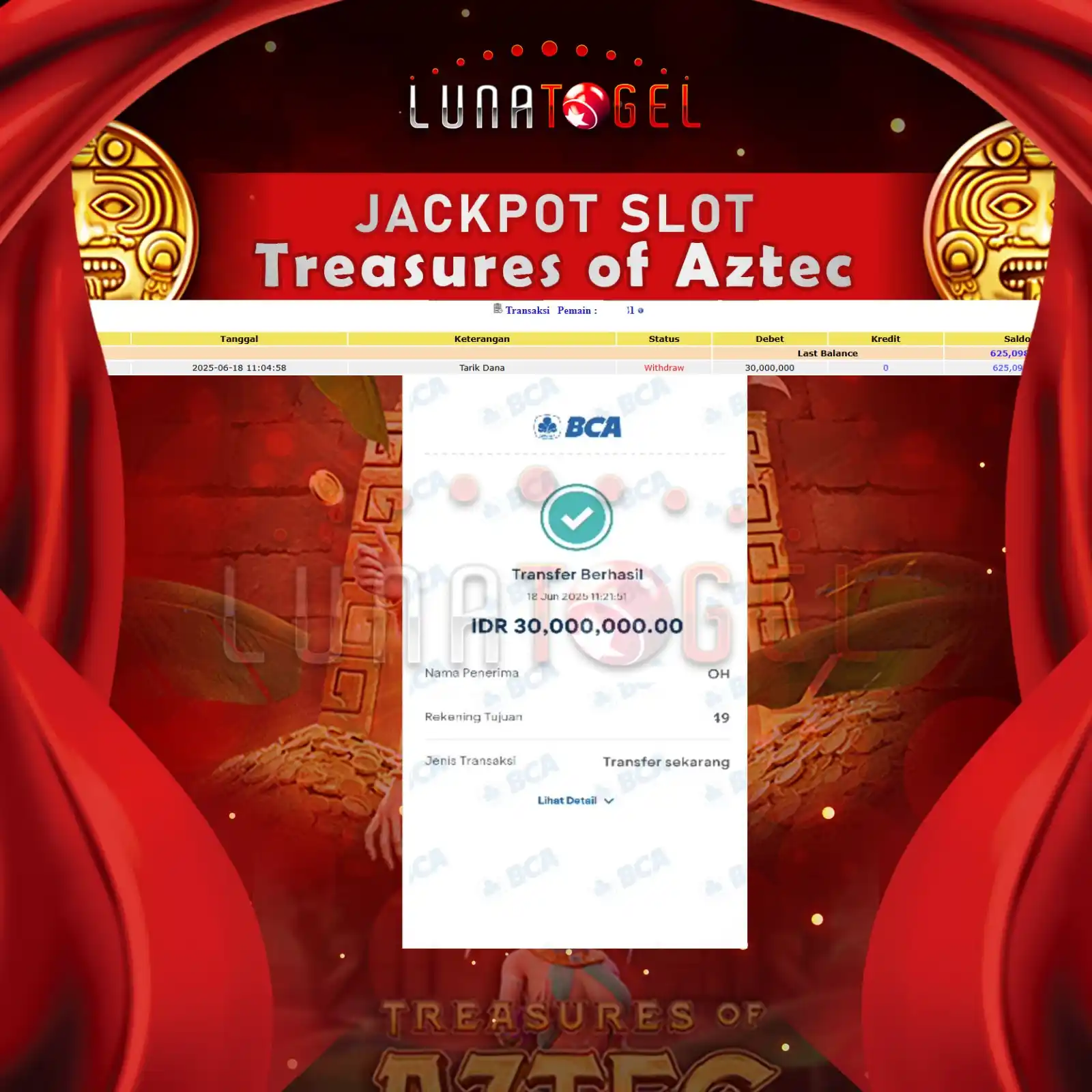 Image from LUNACNL: Selamat Kepada User Id : mxxxxx41 JP Paus di Permainan Treasures of Az...