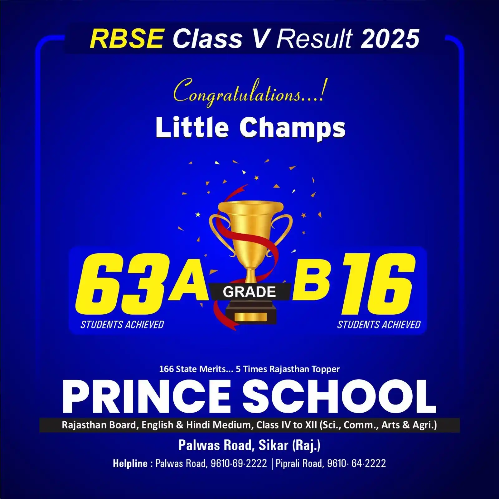 Image from Prince Education Hub, Sikar: 🎉 Small Scholars, Big Wins! Our little champs in Class V rocked the R...