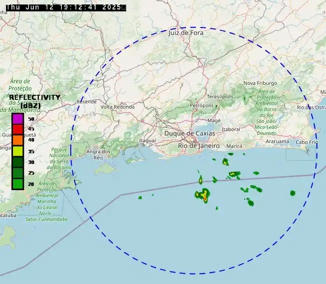 Image from Centro de Operações e Resiliência (COR-Rio): *TEMPO AGORA* Segundo o Alerta Rio, no momento, o Radar Meteorológico...