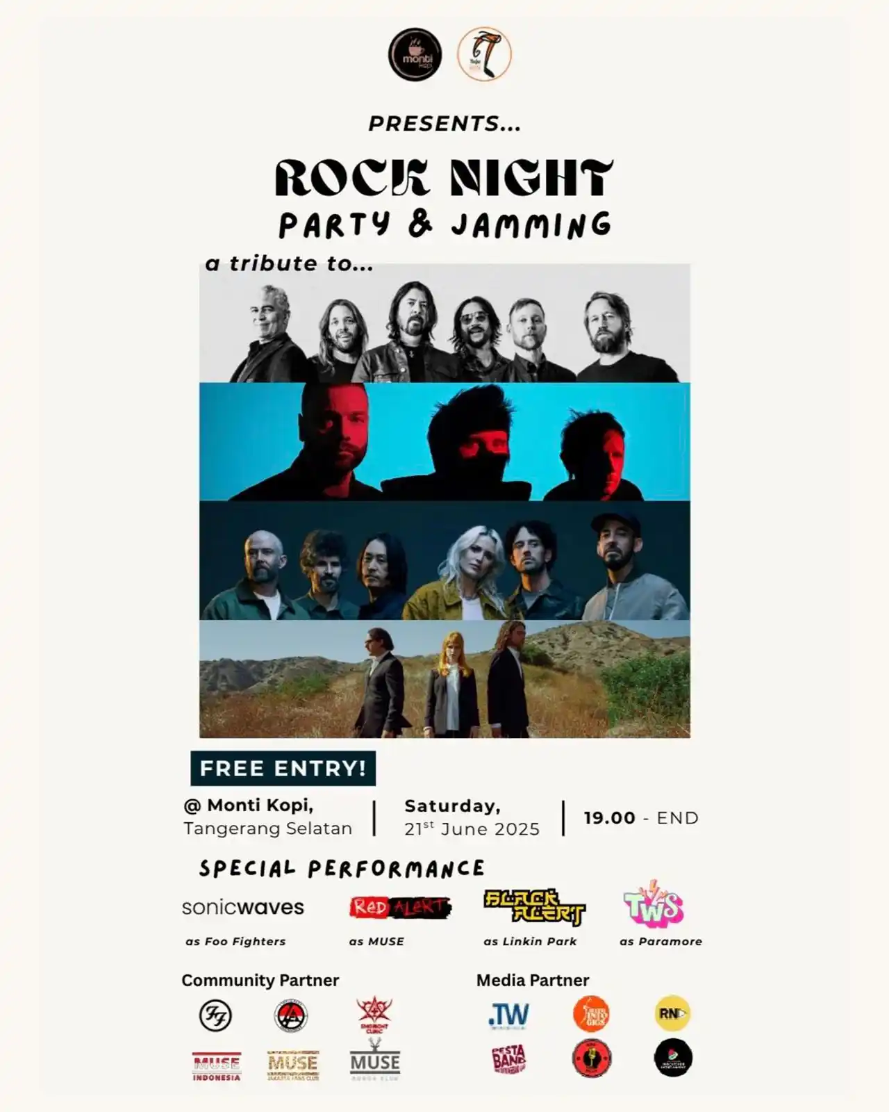 Image from Linkin Park Fans Indonesia: Tujumusik X Montikopi present : Rock Night Party & Jamming Saturday,...