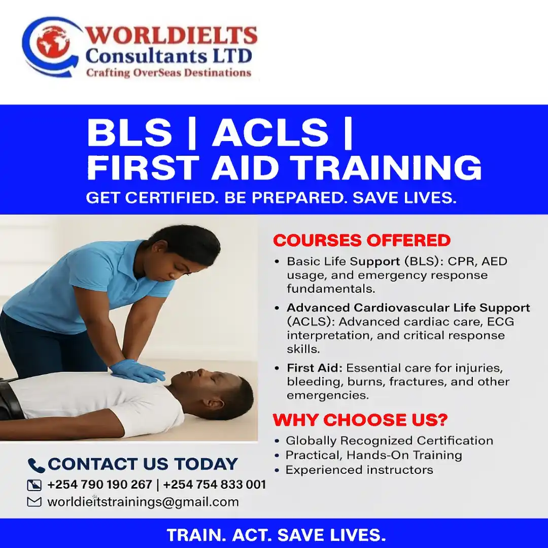 Image from WORLDIELTS: ,🚨 Upcoming Training Alert – Nairobi and Mombasa Branch 🚨 ACLS | BL...