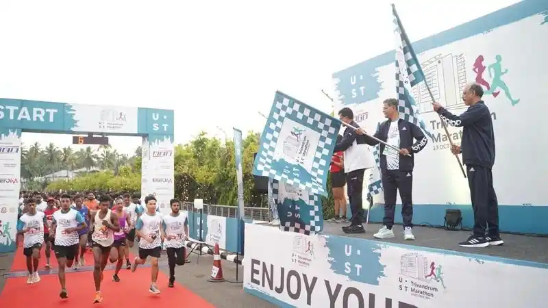 Image from Indiantelevision.com: UST flags off Trivandrum Marathon 2025 with training runs and big race...