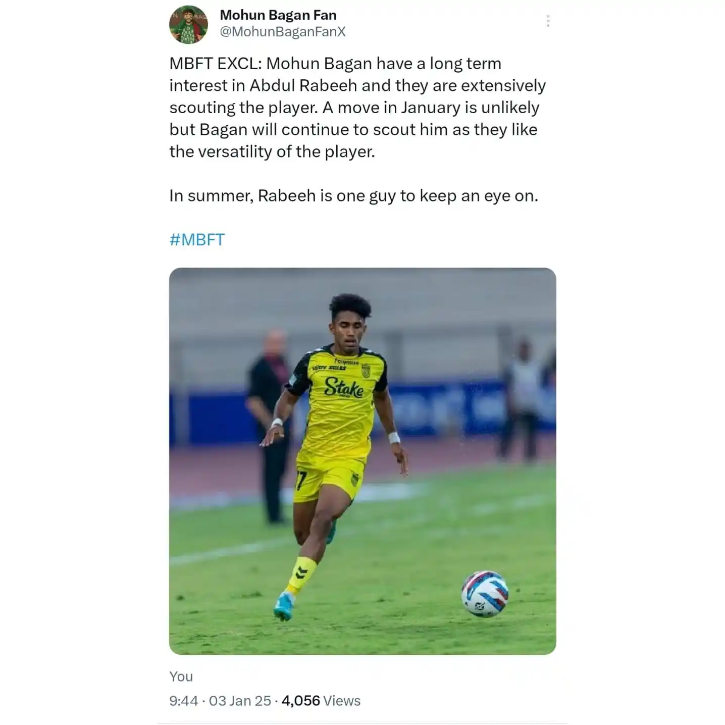 Image from MBFT : Mohun Bagan: We reported about this move in January, 2025 😉...