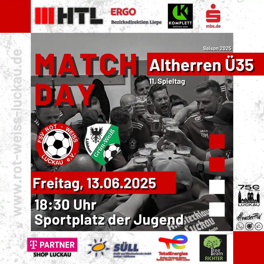 Image from FSV Rot-Weiß Luckau e.V.: 11.Spieltag | 13.06.2025 | Altherren Ü35 2025 vs SV Grün-Weiß Lübben ...