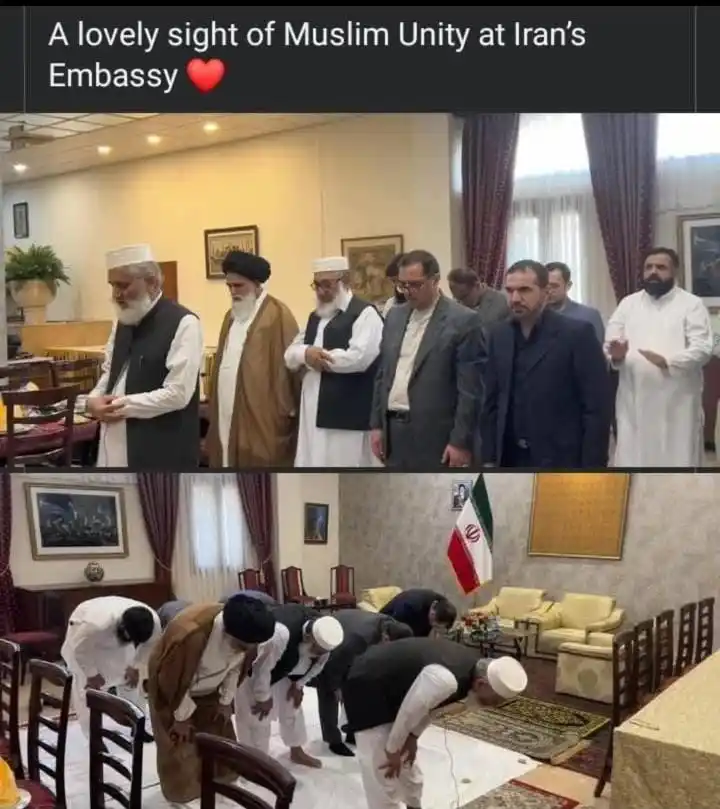 Image from JI Posting: *A Lovely Sight Of Muslim Unity At Iran's Embassy🩷✨* Join For Update...