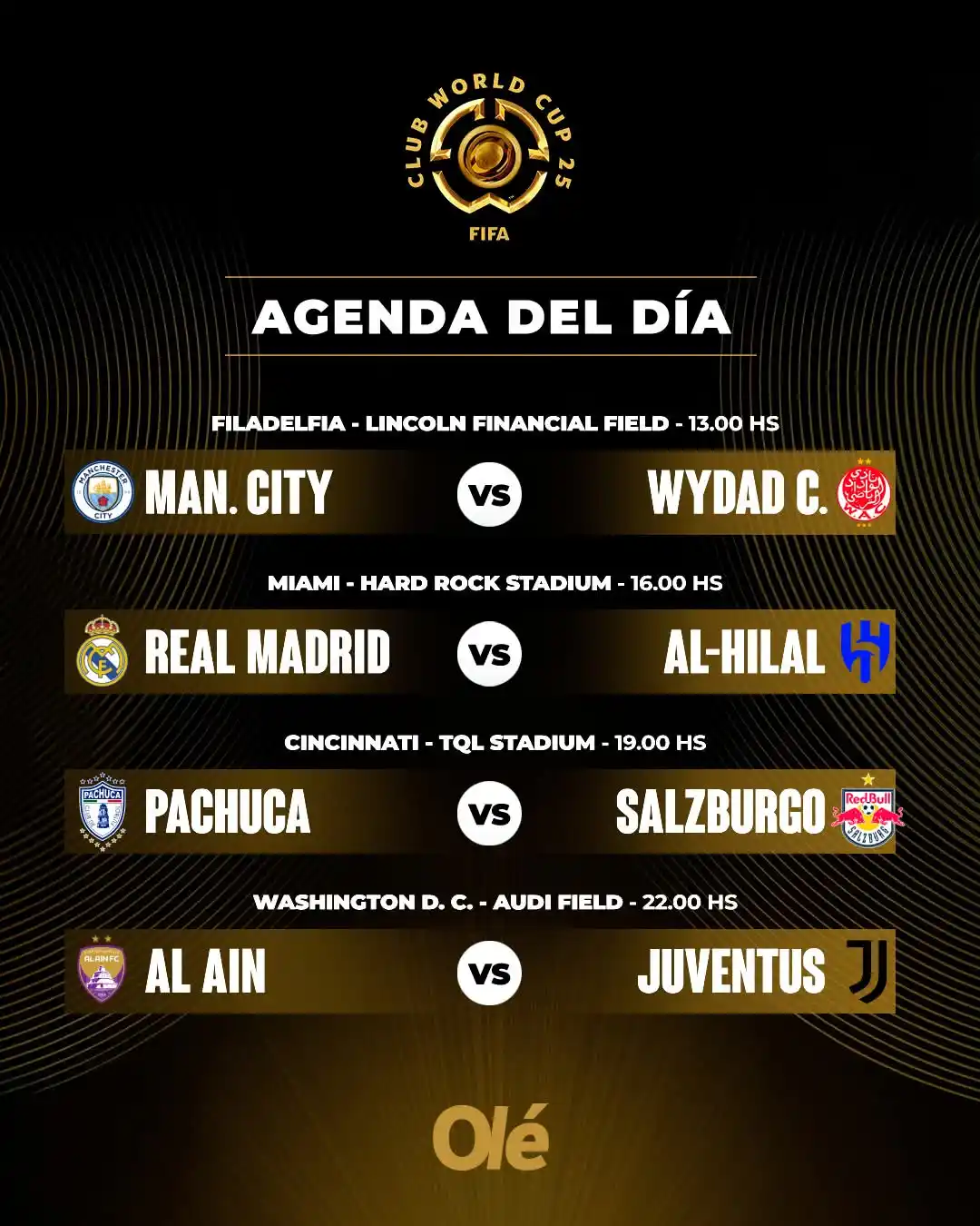Image from Informaciones Deportivas.: 🗓️ ¡AGENDA DE ESTE MIÉRCOLES DE MUNDIAL DE CLUBES! 🏆🌎 🔜 Los últim...