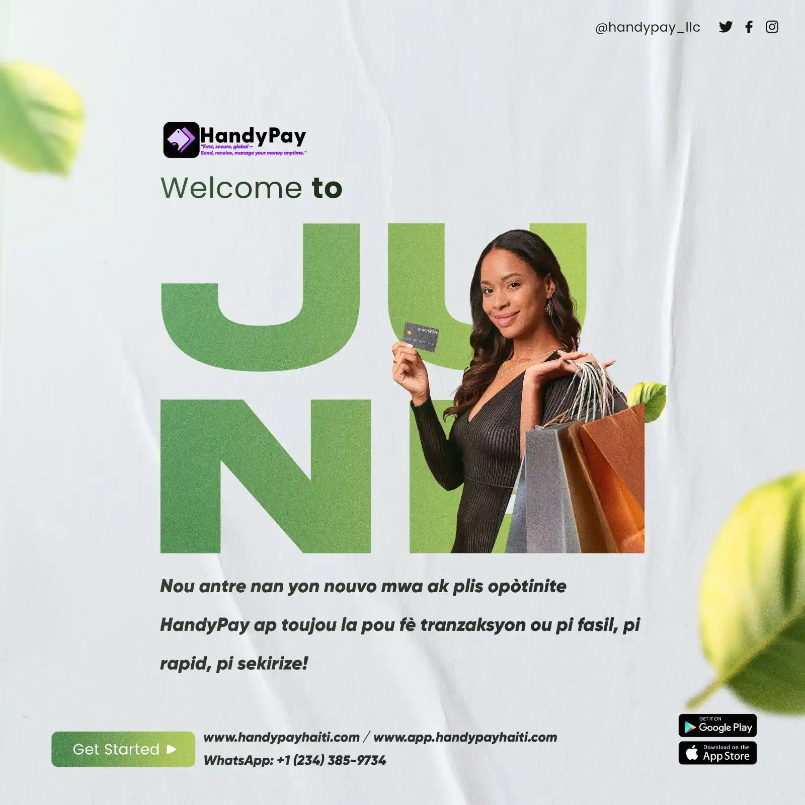 Image from HandyPay LLC: *✨ Antre mwa Jen ak HandyPay sou kontwòl ou! ✨* - 💳 Fè tranzaksyon, v...