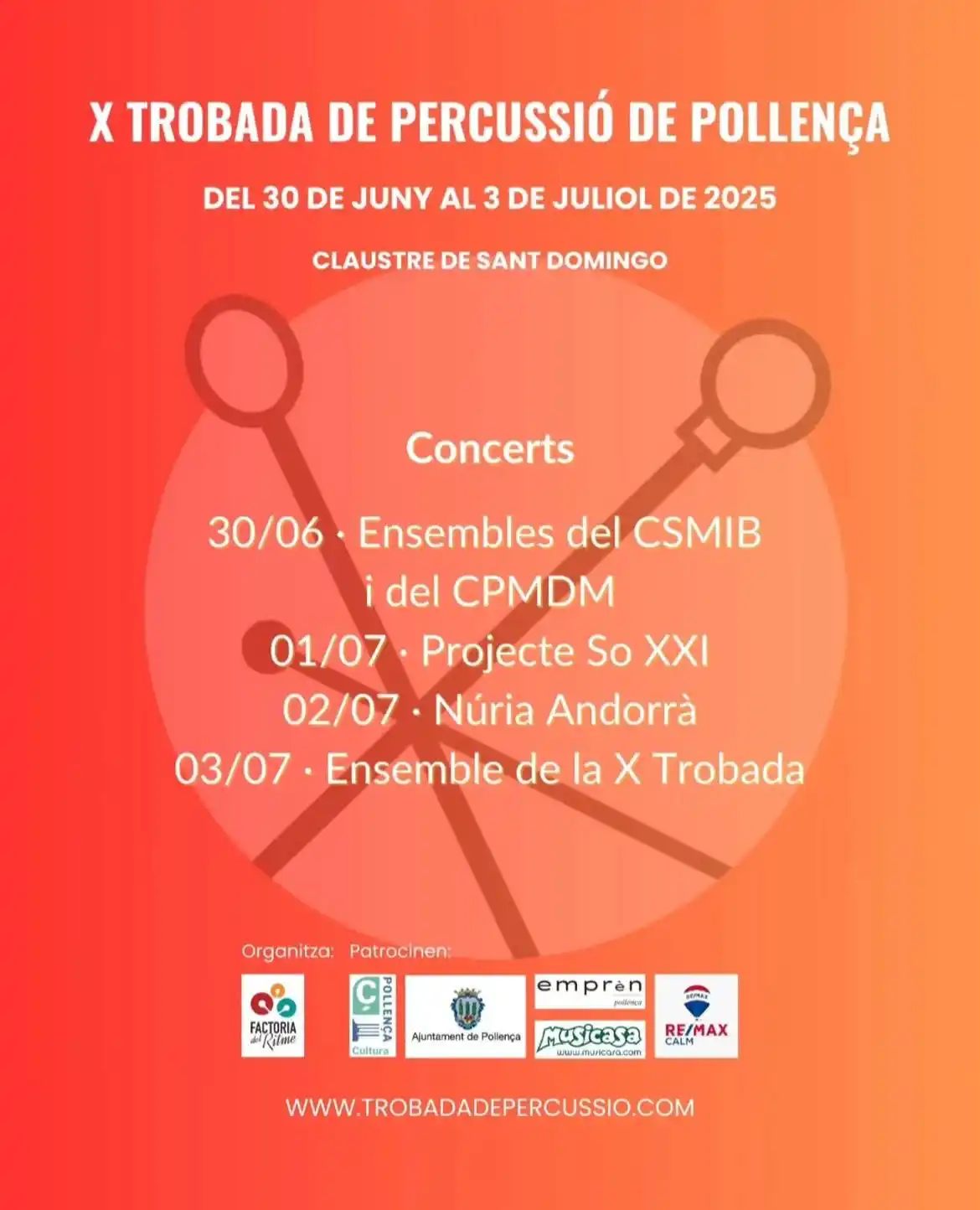 Image from Ajuntament de Pollença: 🥁 Aquest és el cartell de concerts que conformaran la X Trobada de Pe...