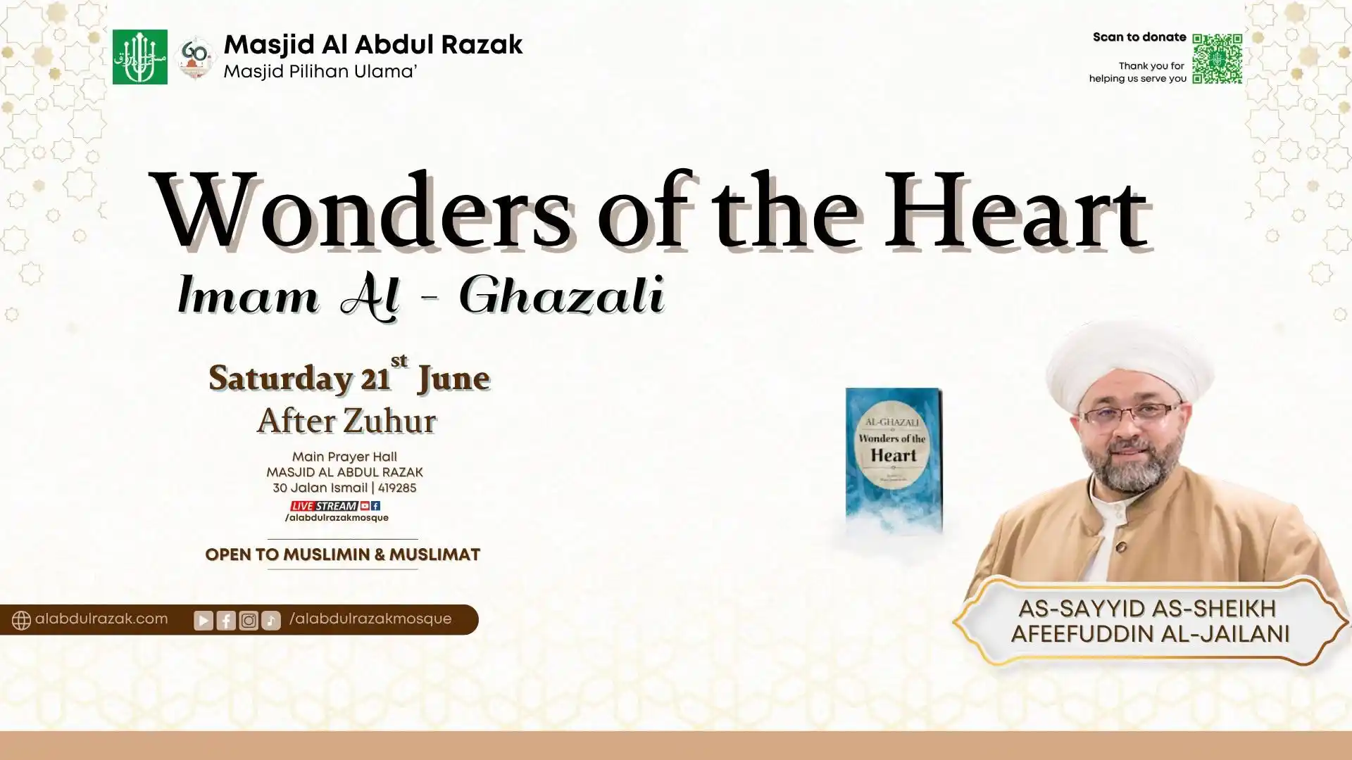 Image from Masjid Al Abdul Razak - Masjid Pilihan 'Ulama: Assalamualaikum Warahmatullahi Wabarakatuh Dear respected congregants,...