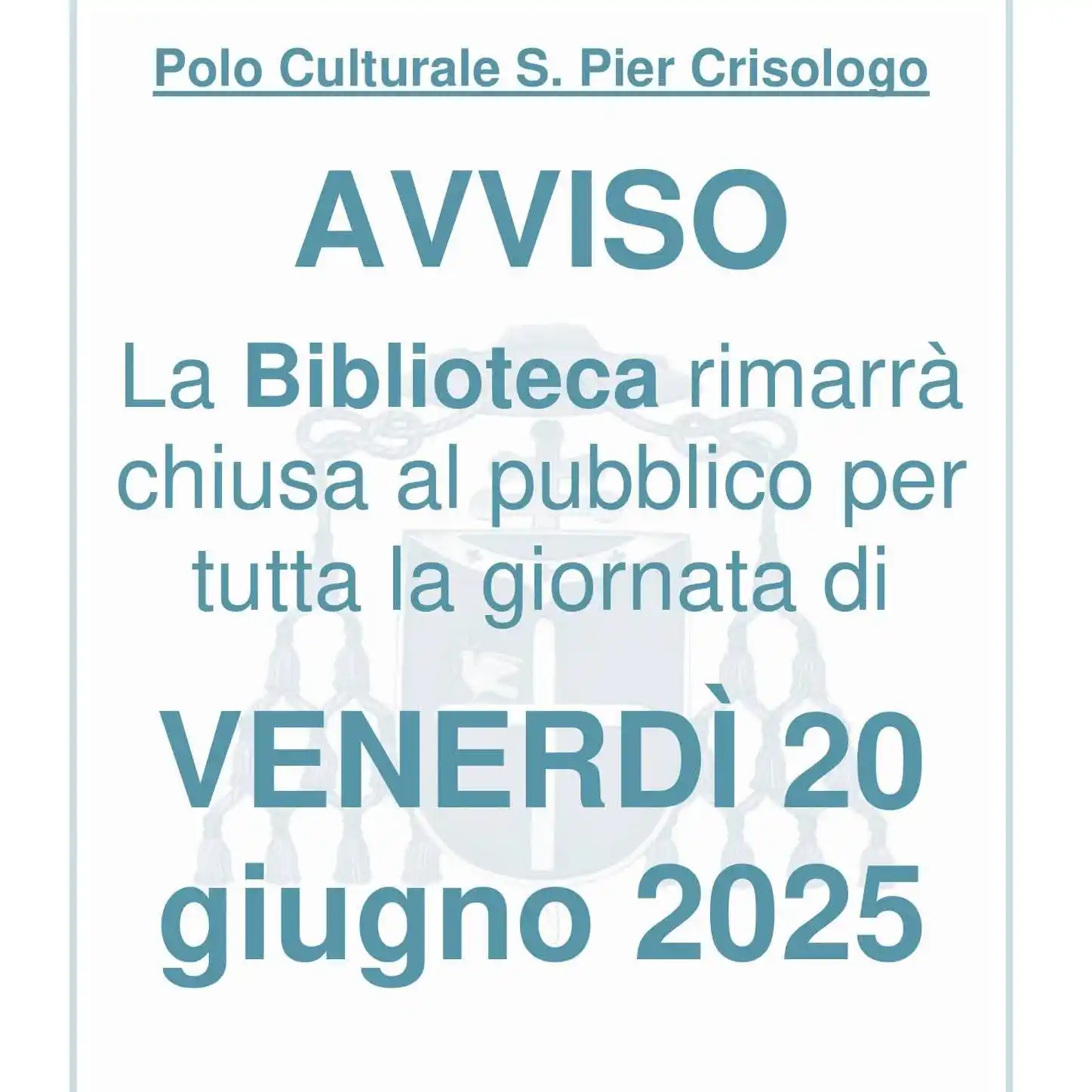 Image from Biblioteca Diocesana S. Pier Crisologo - Ravenna: Avviso Per consentire lo svolgimento della presentazione del libro ...