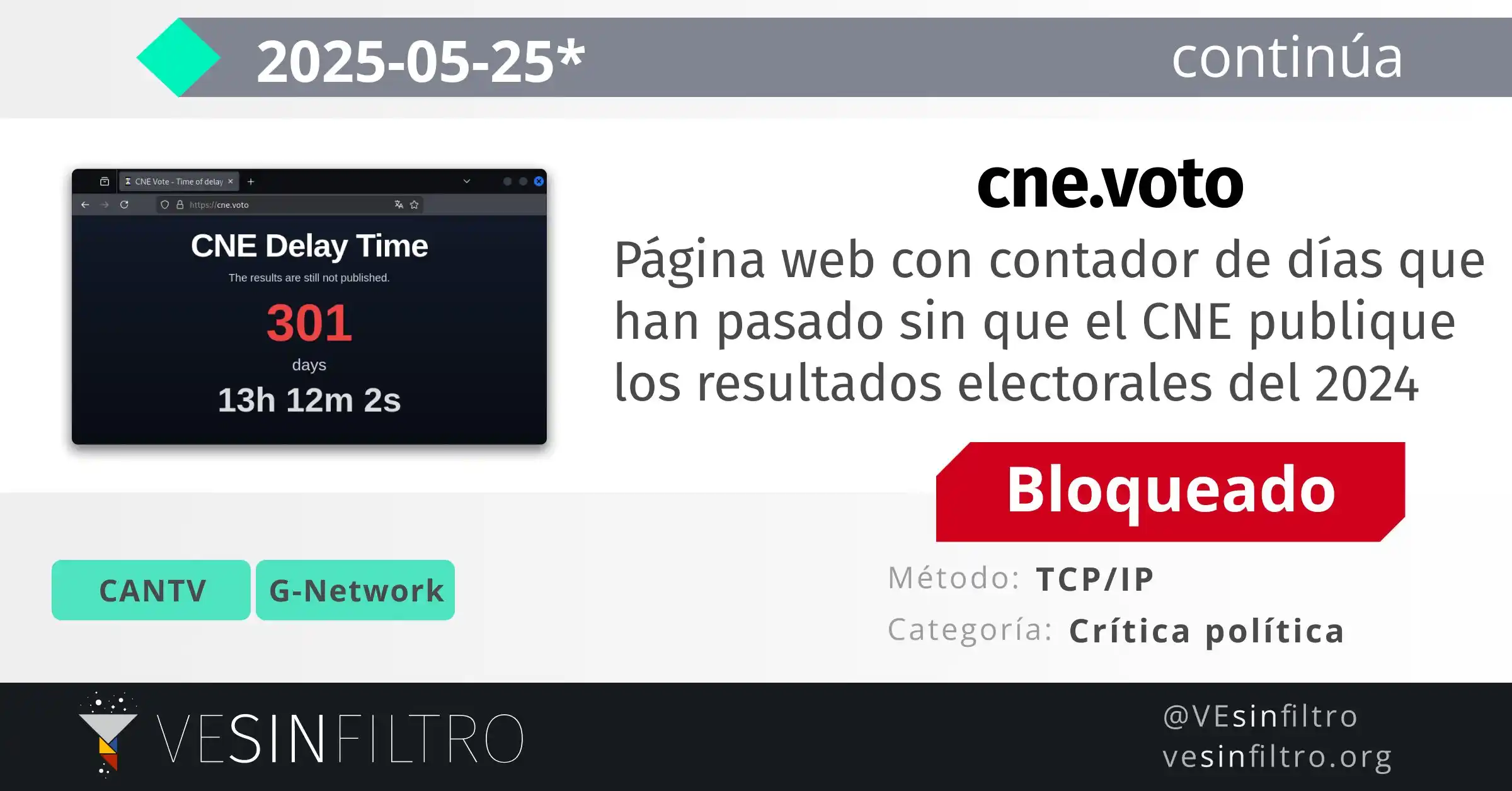 Image from VE sin Filtro: 🛑 Bloquean la web cne•voto Esta página creada por @ggangix muestra u...