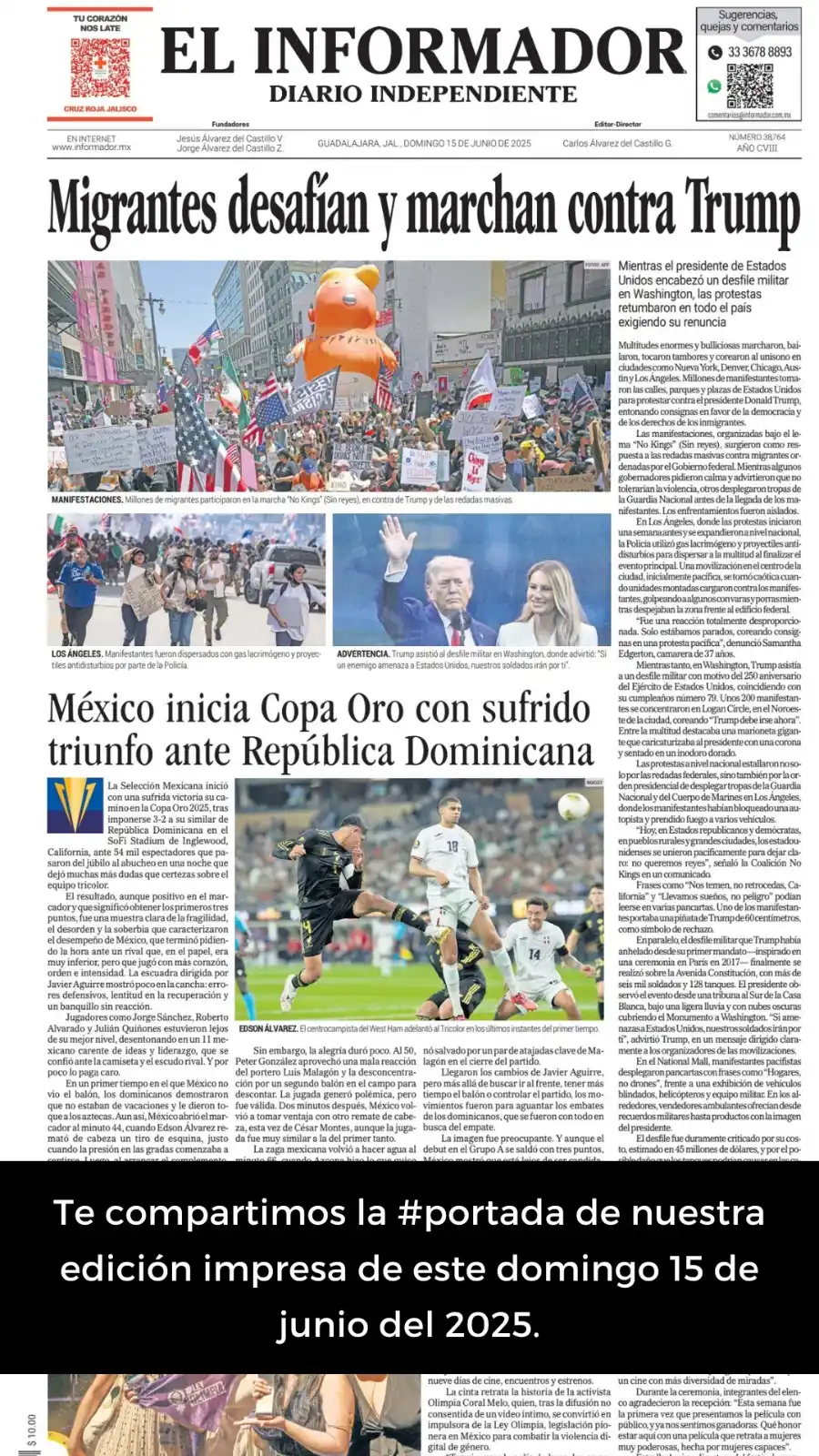 Image from El Informador: Buenos días a todos nuestros lectores!☀️ Les compartimos la <a class="...