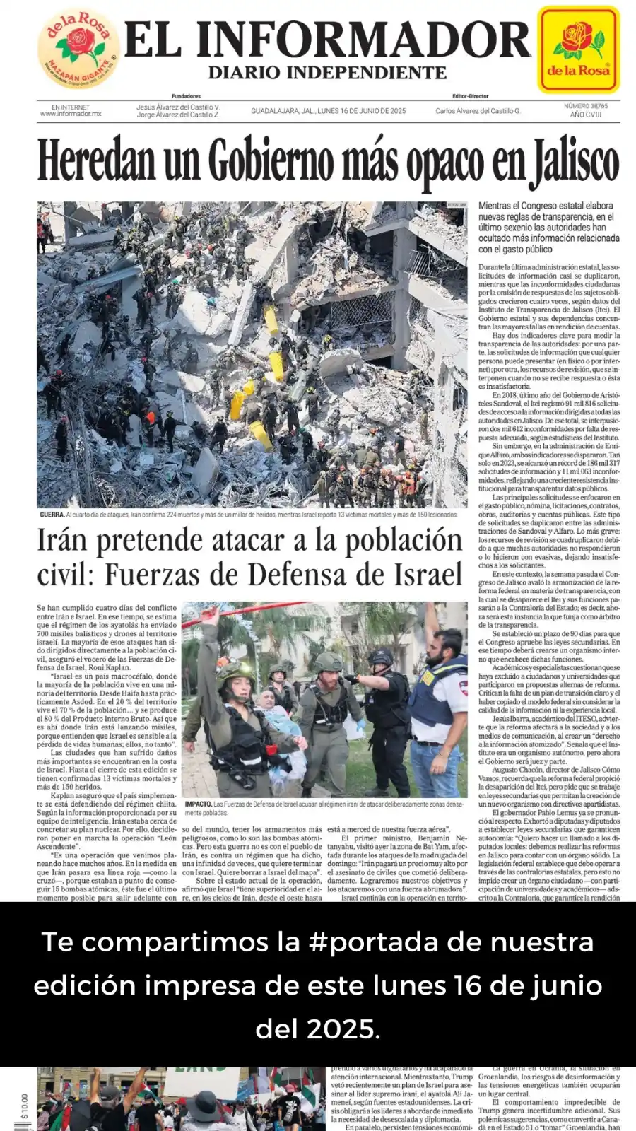 Image from El Informador: Buenos días a todos nuestros lectores!☀️ Les compartimos la <a class="...