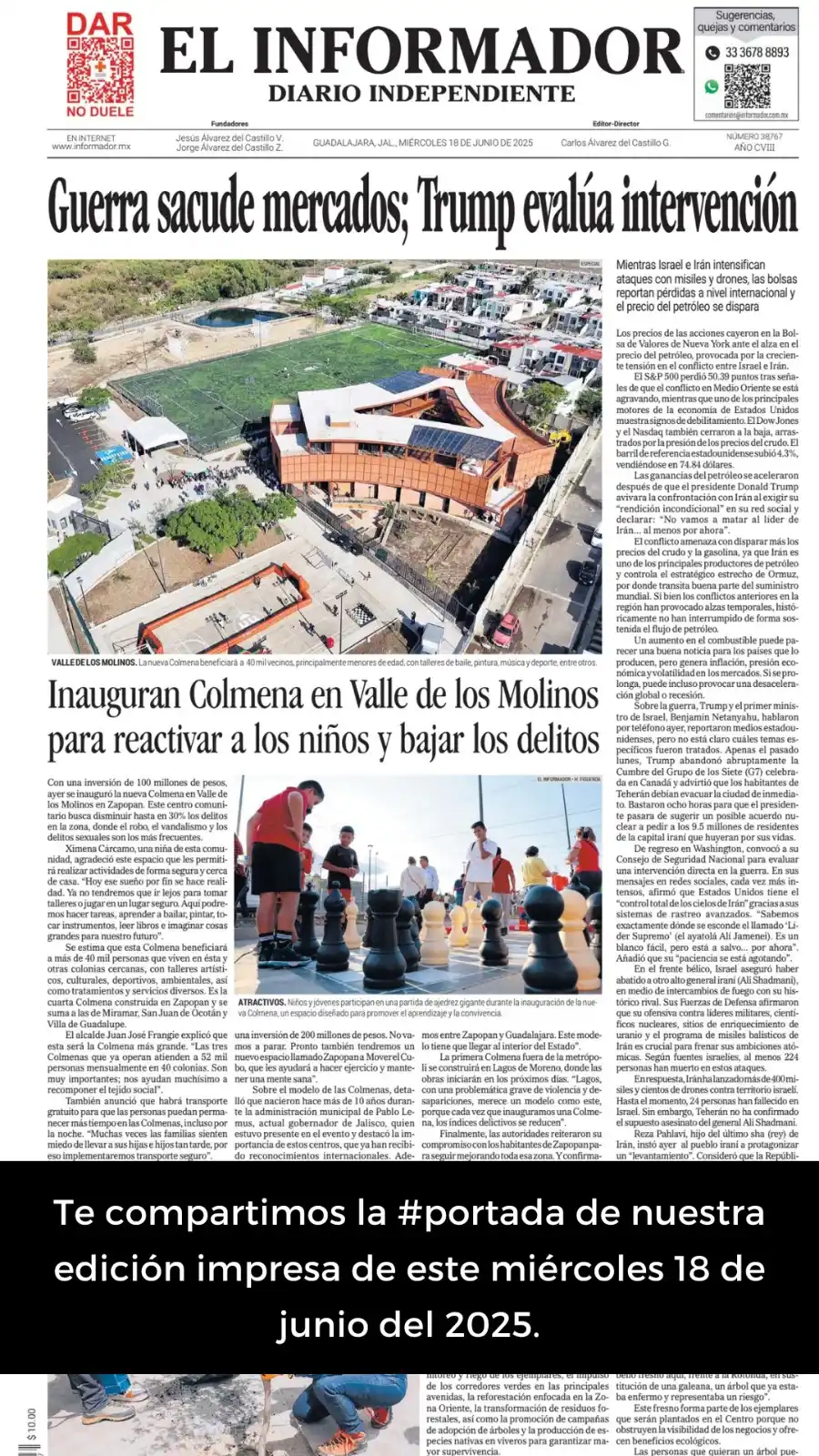 Image from El Informador: Buenos días a todos nuestros lectores!☀️ Les compartimos la <a class="...