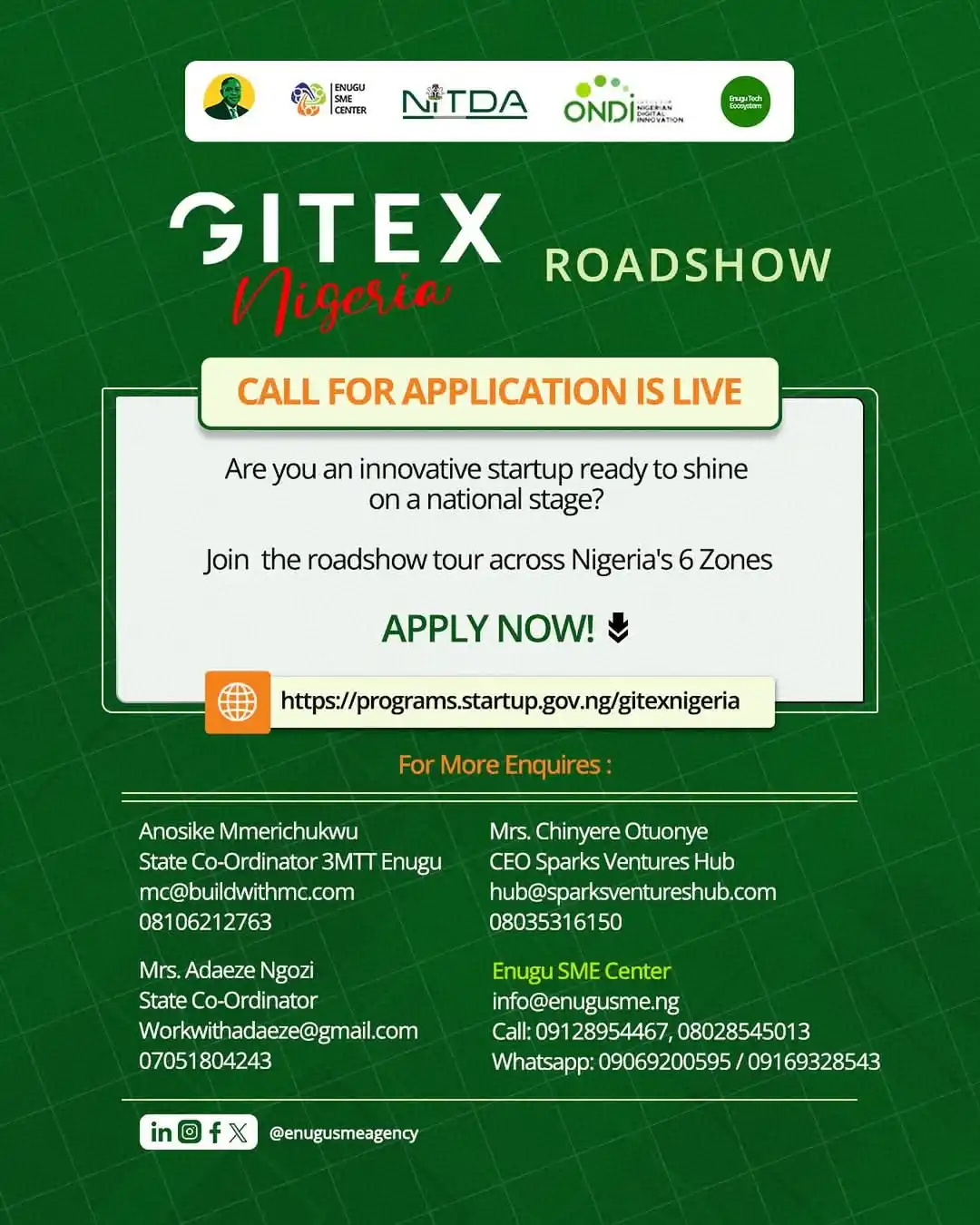 Image from Verifiable Jobs/ Opportunities With #AdetolaElegbeje: CALLING ALL STARTUP FOUNDERS IN ENUGU STATE! Do you have a brilliant ...