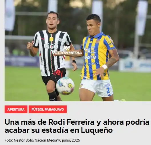 Image from Informaciones Deportivas.: 📍 CHAU RODI: Rodi Ferreira volvió a meterse en problemas por falta de...