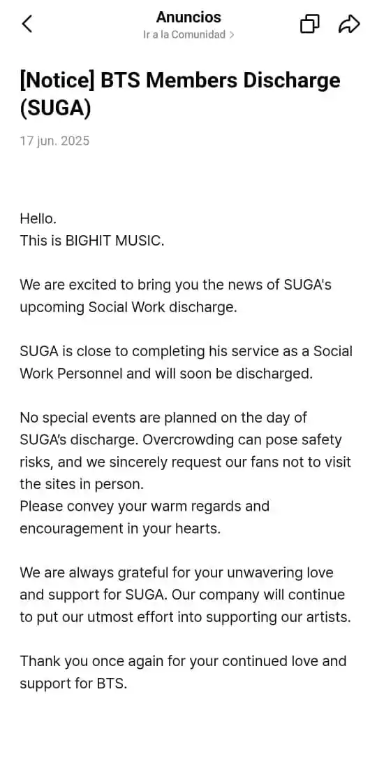 Image from BitCypher Pt.0 Fan base ✨: 🌟 Comunicado en WEVERSE🌟 *Traducción* Hola. Somos BIGHIT MUSIC. ...
