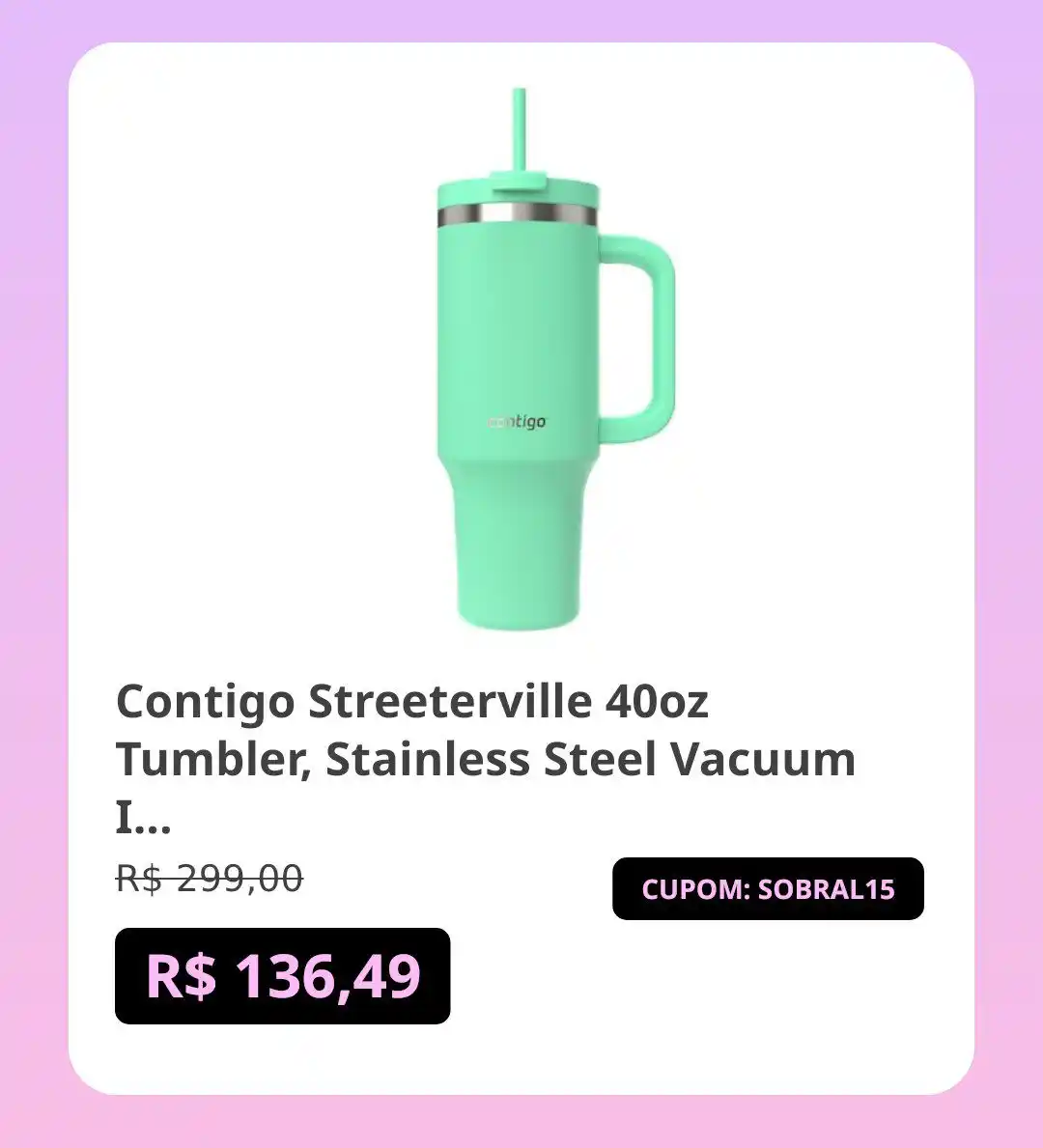 Image from Promos e ofertas | achadinho online : Contigo Streeterville 40oz Tumbler, Stainless Steel Vacuum Insulated, ...