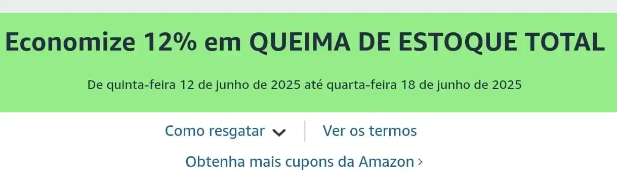 Image from ACHADINHOS DA NANDA | OFERTAS E CUPONS 🛍️🛒: 🚨Cupom Amazon 🗣️Economize 12% em QUEIMA DE ESTOQUE TOTAL (itens sel...