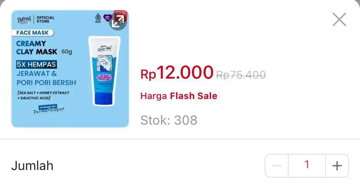 Image from DISKON SHOPEE 🛒: Dermies Clear Me Creamy Clay Mask 60gr  https://s.shopee.co.id/6AZHy60...