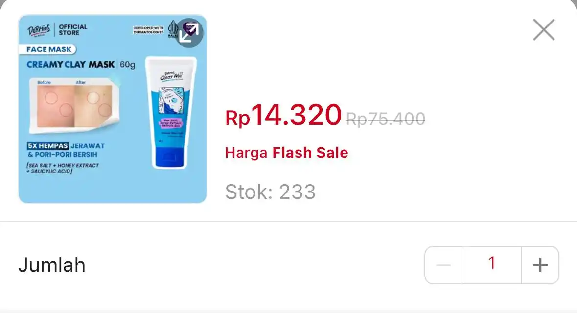 Image from DISKON SHOPEE 🛒: DERMIES Clear Me Creamy Clay Mask https://s.shopee.co.id/10rELvif8K?s...
