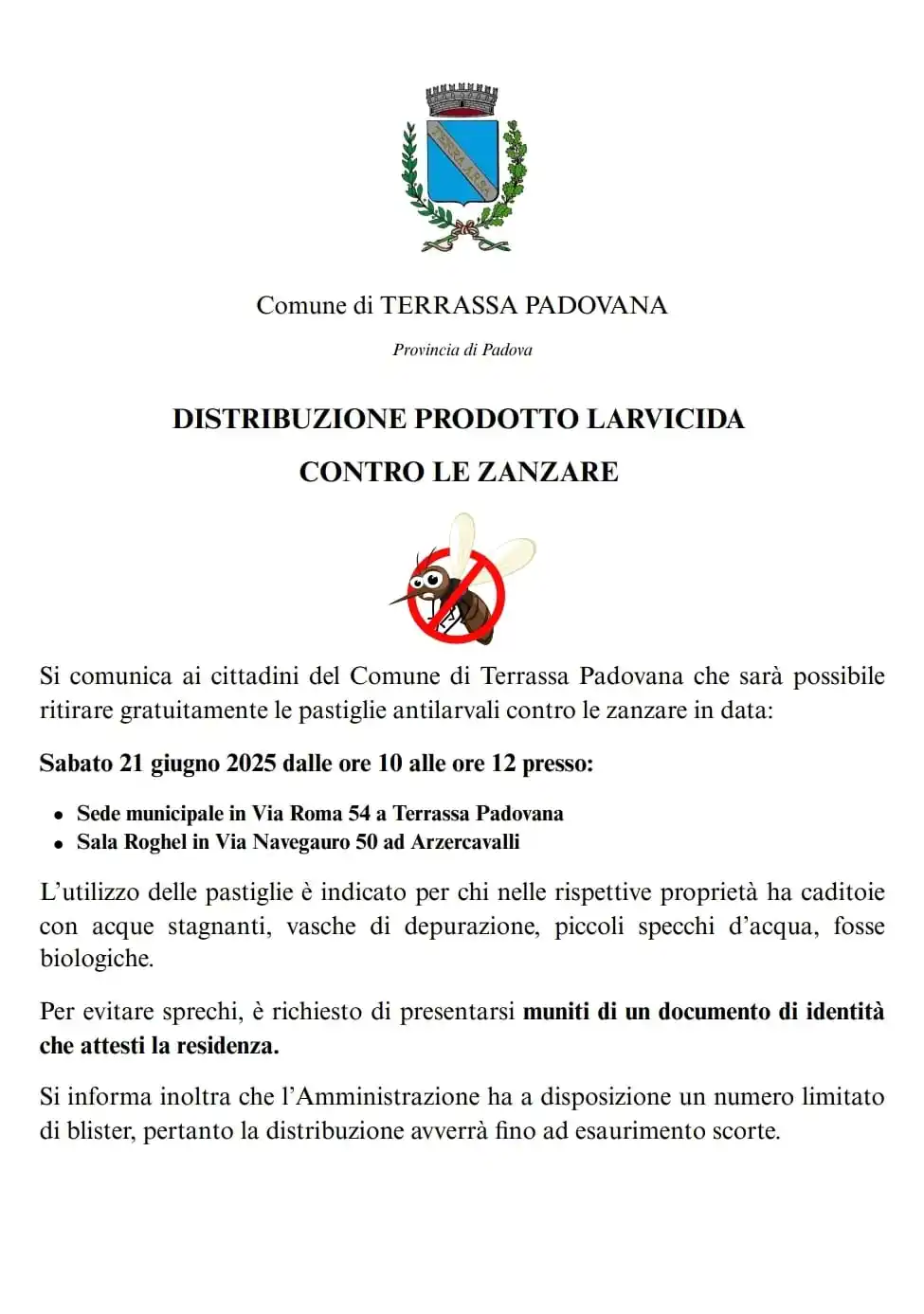 Image from Informiamo Terrassa!: 🦟 DISTRIBUZIONE GRATUITA DI PASTIGLIE LARVICIDE CONTRO LE ZANZARE Pe...