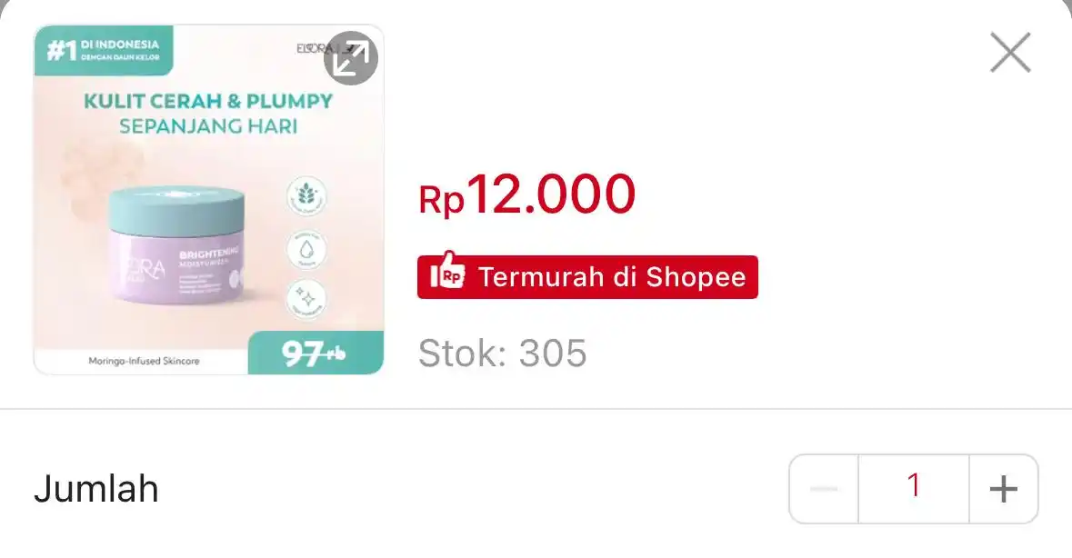 Image from DISKON SHOPEE 🛒: ELORA BEAU - BRIGHTENING MOISTURIZER https://s.shopee.co.id/3AvikFjr3...