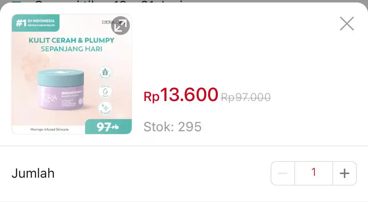 Image from DISKON SHOPEE 🛒: ELORA BEAU - BRIGHTENING MOISTURIZER https://s.shopee.co.id/3Aviw6eMk...
