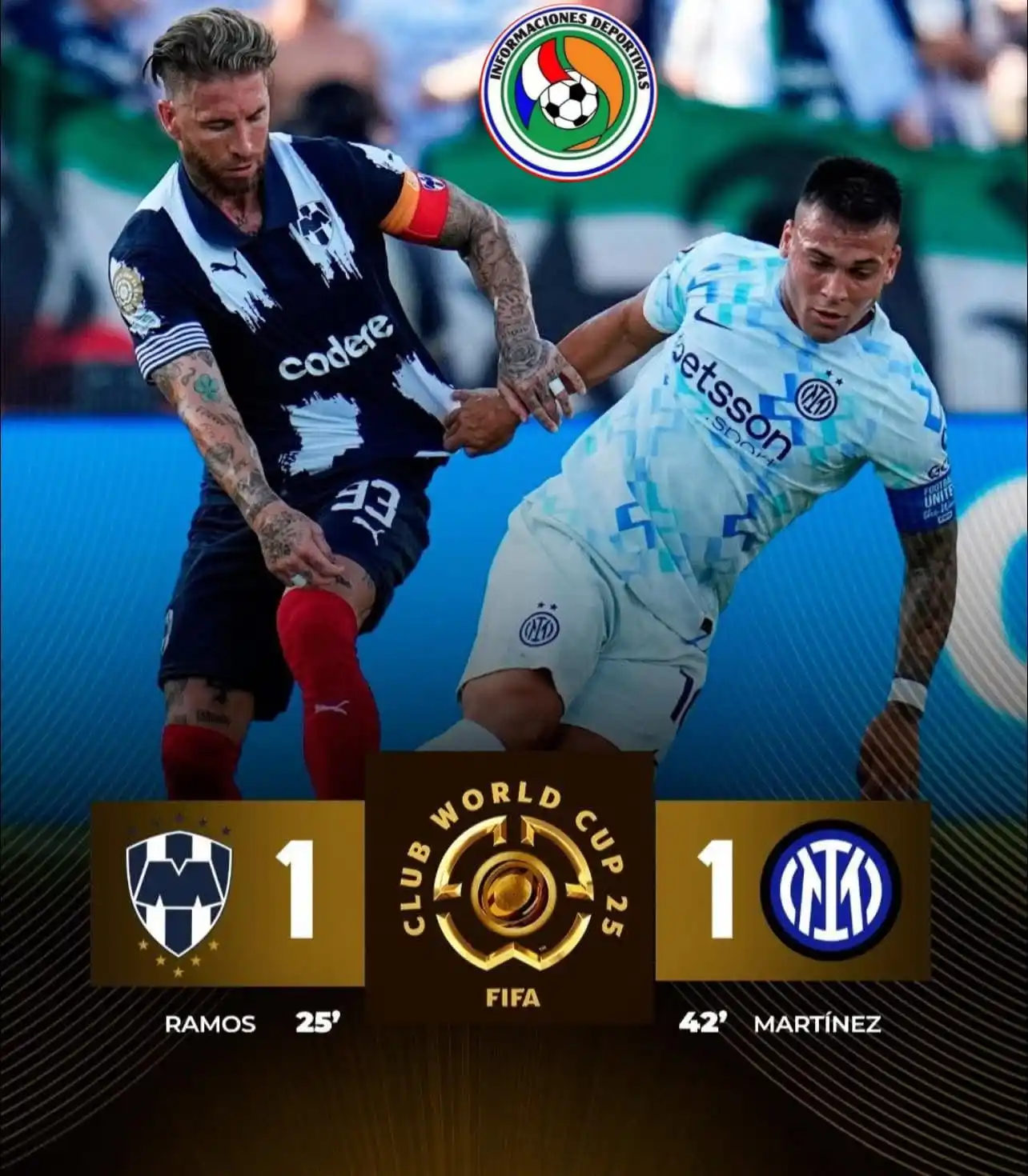 Image from Informaciones Deportivas.: 👀 ¡EMPATE EN LOS ÁNGELES! 🤝 Rayados e Inter igualaron 1-1 en la pri...