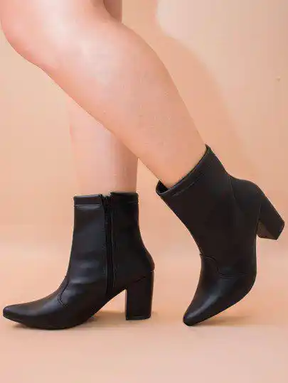 Image from Promos e ofertas | achadinho online : 🔥 Festa Junina Bota Feminina Bico Fino Cano Curto Salto Alto Grosso C...