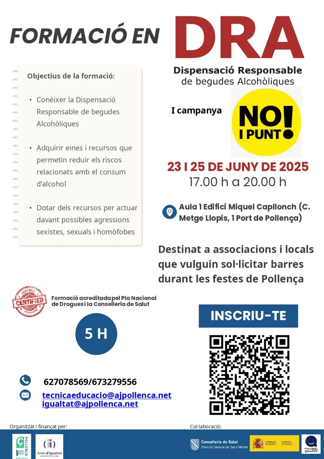 Image from Ajuntament de Pollença: 🗣️ Formació en Dispensació Responsable de begudes Alcohòliques (DRA) ...