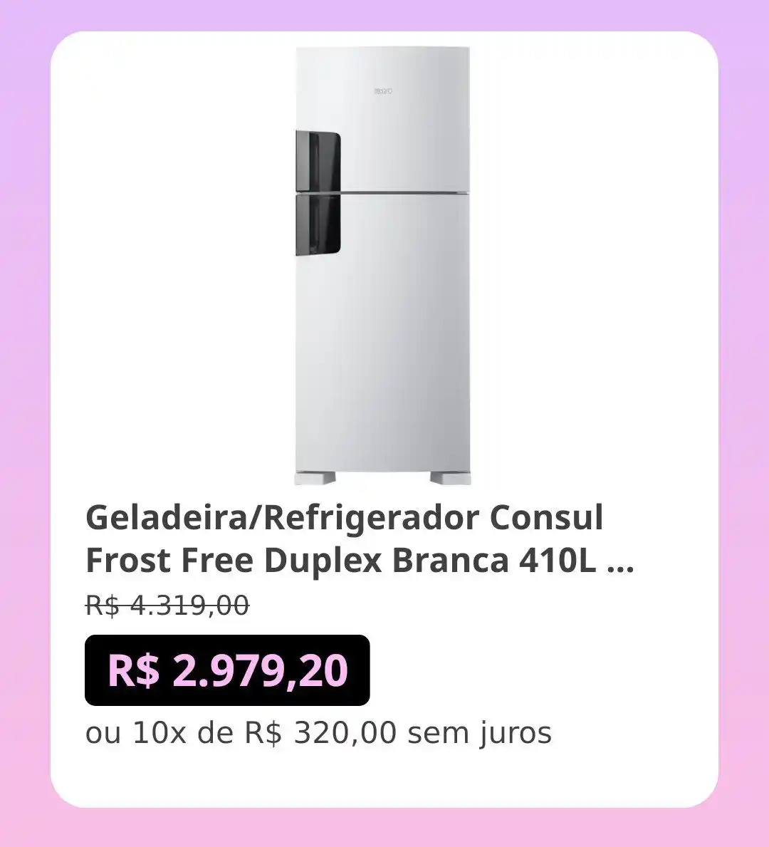 Image from Promos e ofertas | achadinho online : Geladeira/Refrigerador Consul Frost Free Duplex Branca 410L CRM50LB ~...