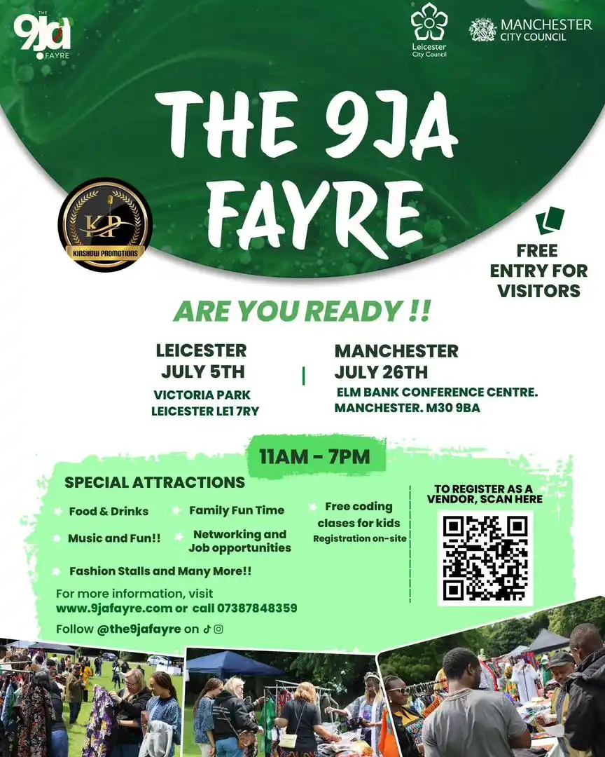 Image from Kinshow Promotions: Get Ready for THE 9JA FAYRE. Date 📆 , Location 📍. Time 🕰️ A. Leice...