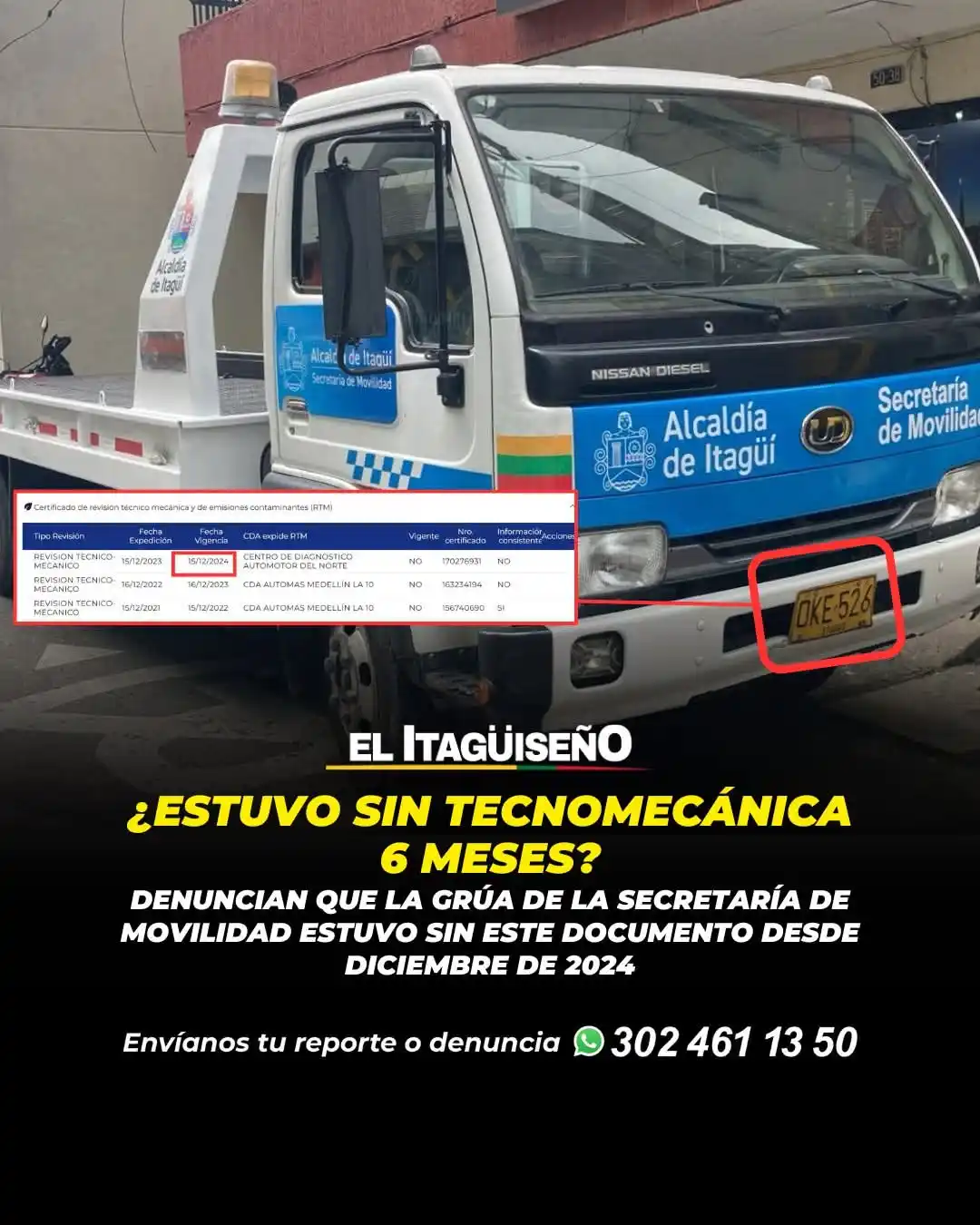 Image from Noticias Metropolitana: *¿Grúa de la secretaría de movilidad de Itagüí, estuvo sin tecnomecáni...