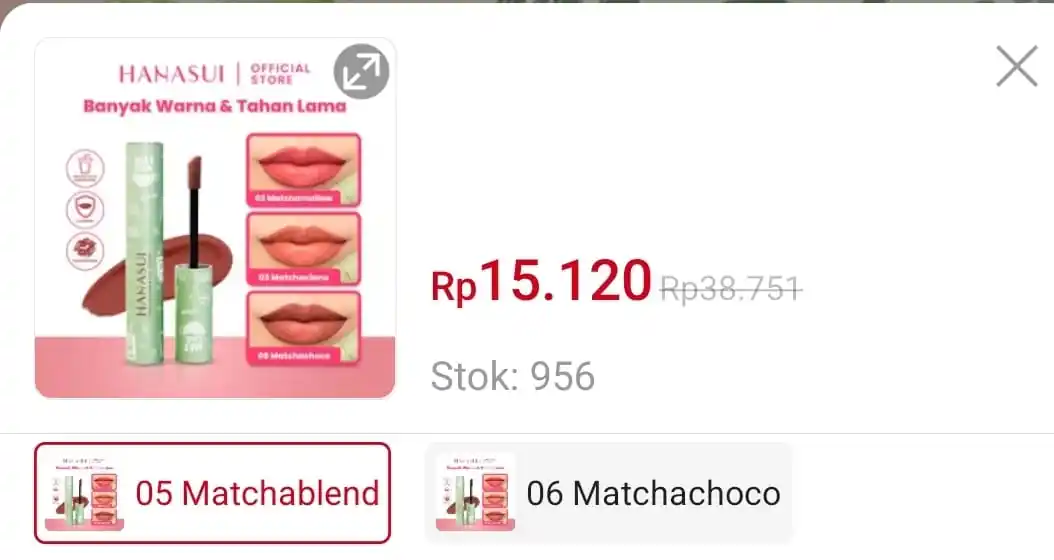 Image from DISKON SHOPEE 🛒: Hanasui Mattedorable Lip Cream Matcha https://s.shopee.co.id/BI8m3HB95...