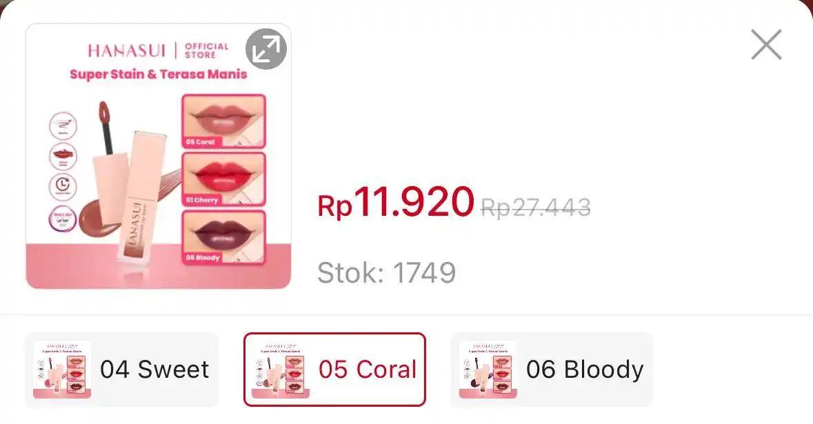 Image from DISKON SHOPEE 🛒: Hanasui Tintdorable Lip Stain https://s.shopee.co.id/2fzP9ukfqT?shar...
