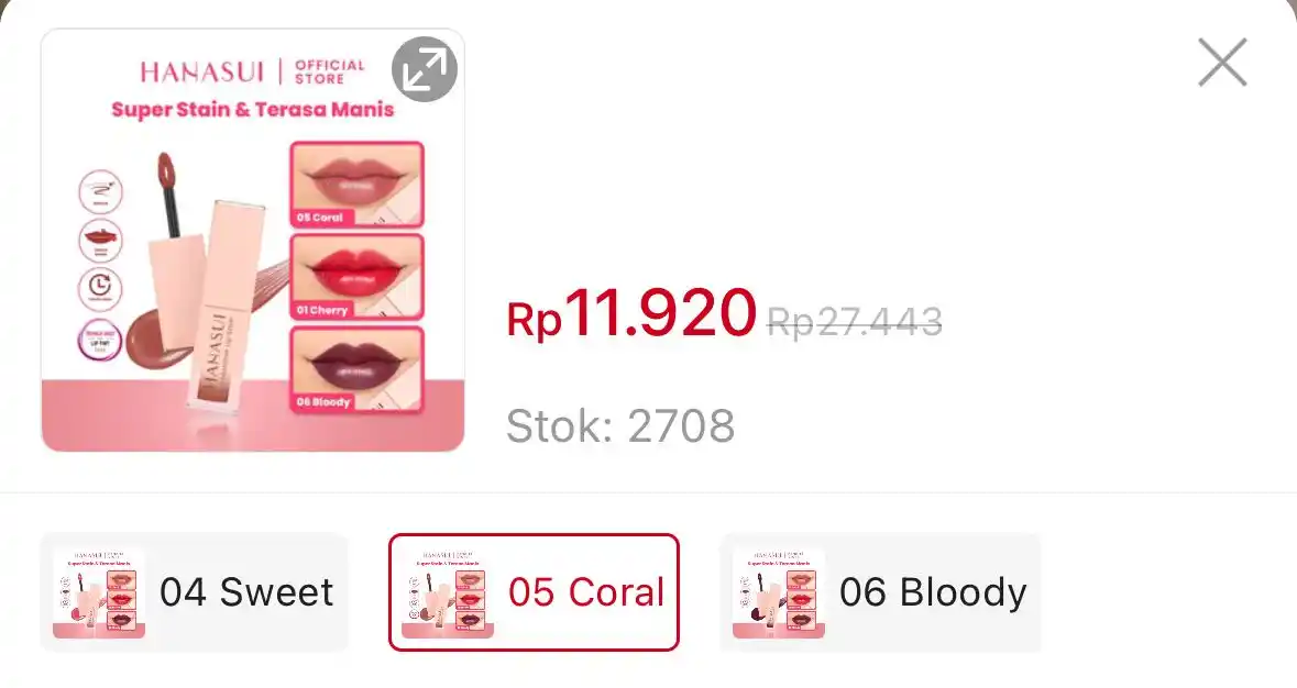 Image from DISKON SHOPEE 🛒: Hanasui Tintdorable Lip Stain https://s.shopee.co.id/yiFVrrOc?share_c...