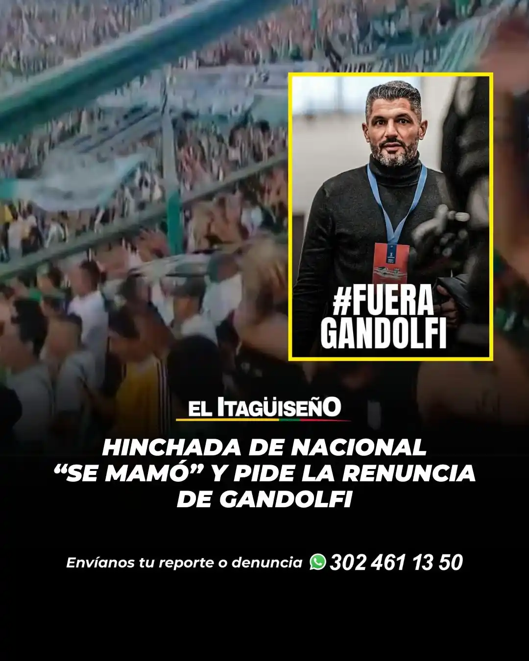 Image from Noticias Metropolitana: *Hinchada de Nacional "se mamó" y pide renuncia de Gandolfi* *Faceboo...