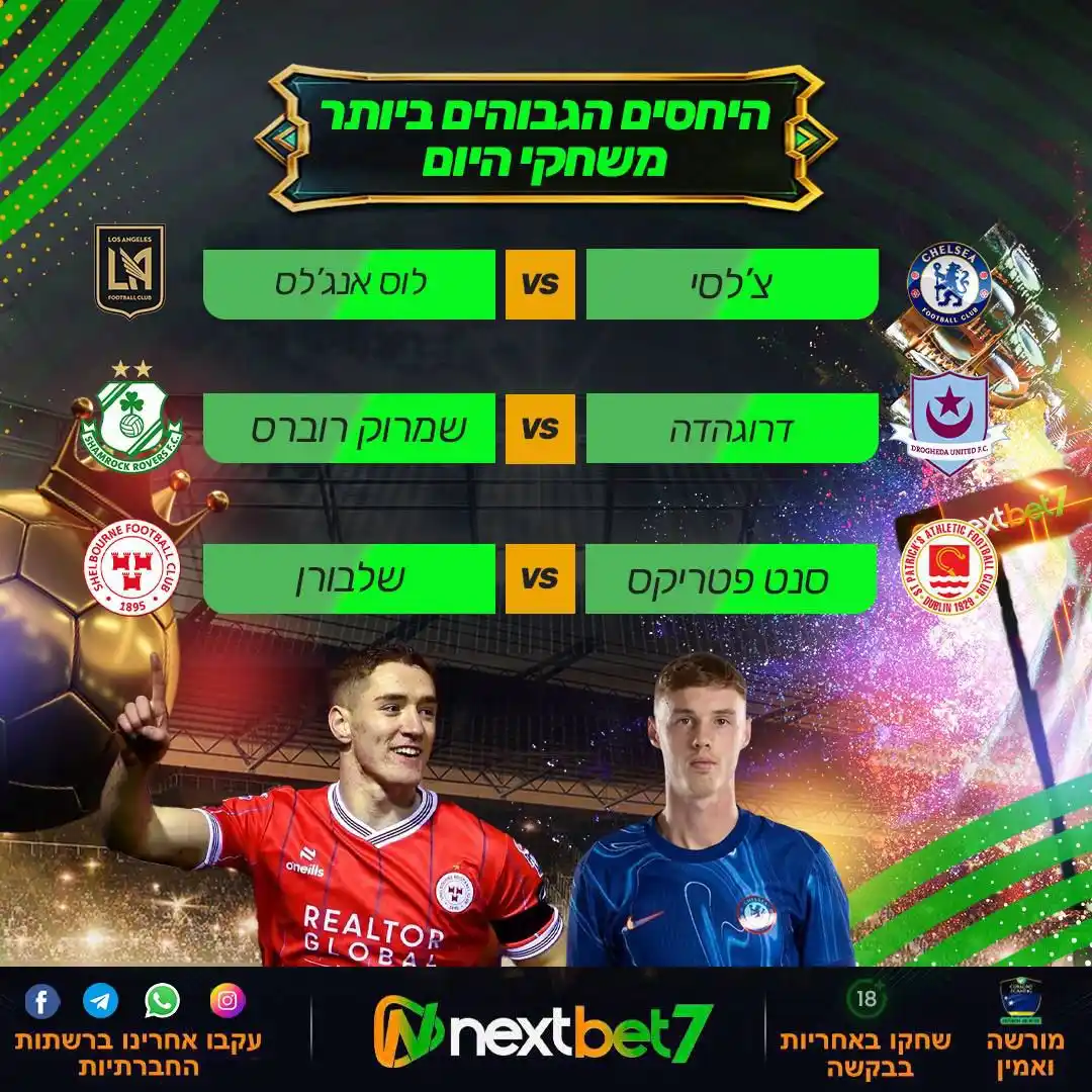 Image from Nextbet7 - Official : המשחקים המובילים של היום מחכים לכם אצלנו ואתם חלק מהמשחק! 📍 שימו הי...