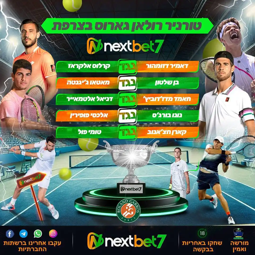 Image from Nextbet7 - Official : היום ברולאן גארוס 🎾 – כל הכוכבים על החימר הצרפתי! הגראנד סלאם היוקרתי...