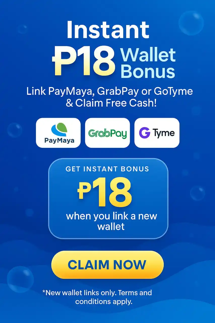 Image from JILIMACAO OFFICIAL CHANNEL: Instant ₱18 Wallet Bonus! Add PayMaya, GrabPay, or GoTyme & Get Free ...
