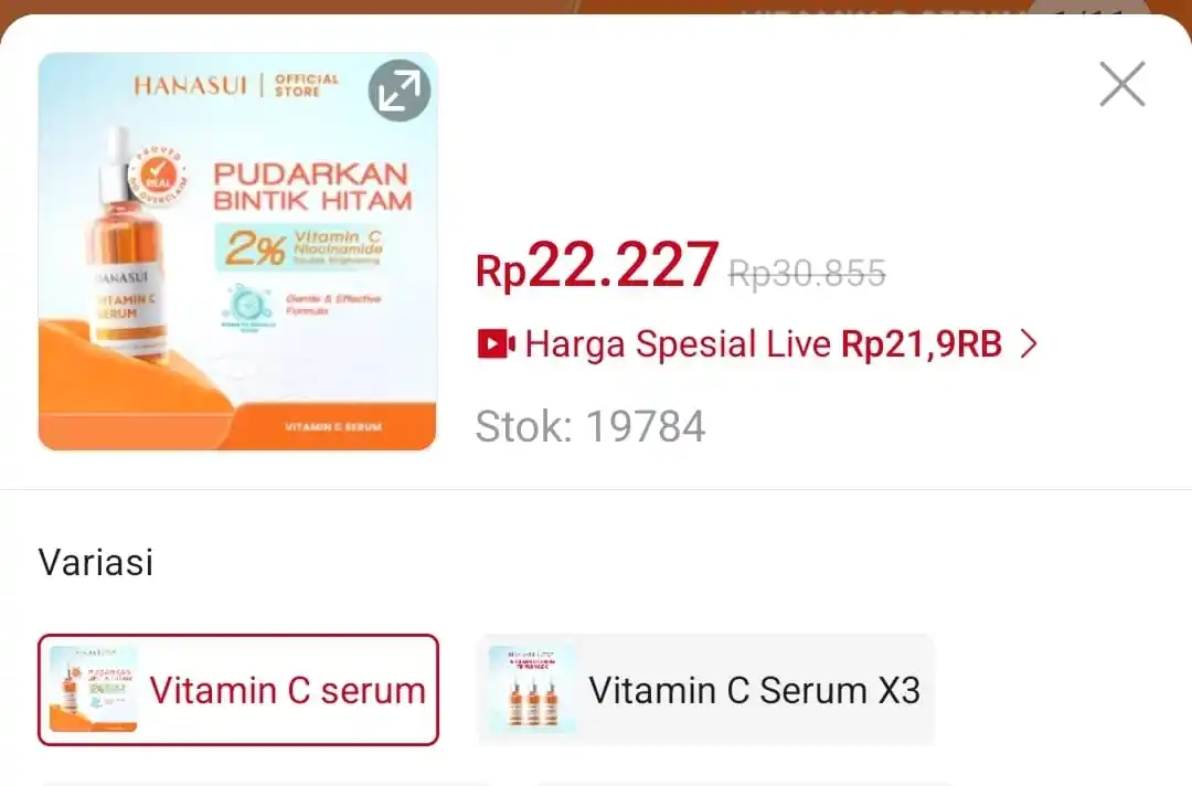 Image from DISKON SHOPEE 🛒: Jadi 💰 Rp16.277 ⏰ 18:00 Hanasui Serum Vitamin C Brightening https://...